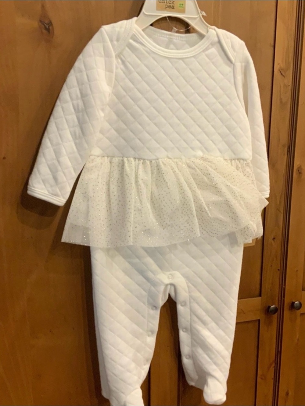 Chick Pea White Quilted Baby Footed Onsie